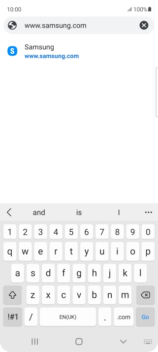 Key in the address of the required web page and press Go.