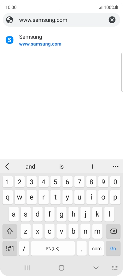 Key in the address of the required web page and press Go.