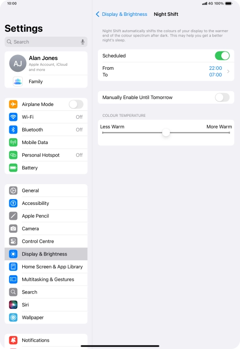 Press the indicator next to 