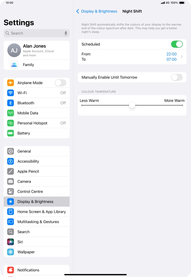 Press the indicator next to 