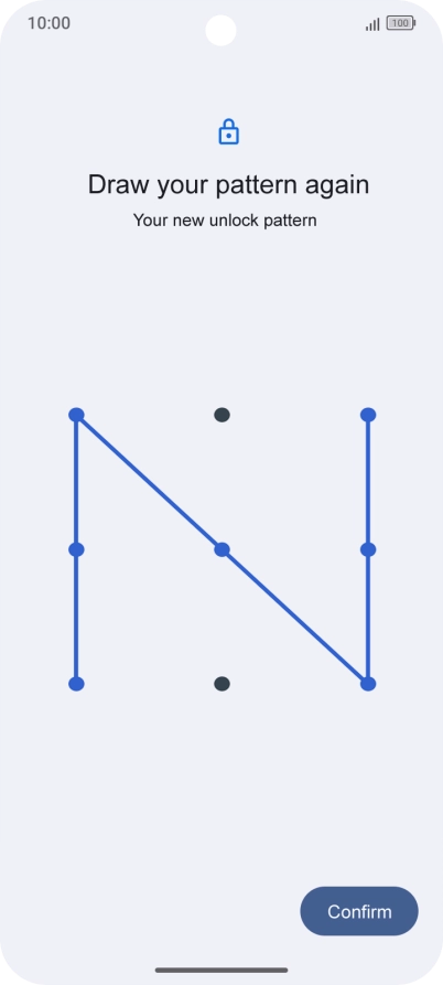 Repeat the selected phone lock code and press Confirm.