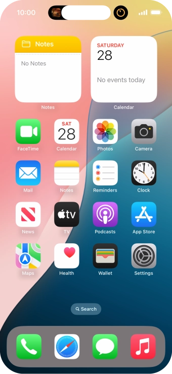If you have a running application in Dynamic Island, it's displayed at the top of the screen.