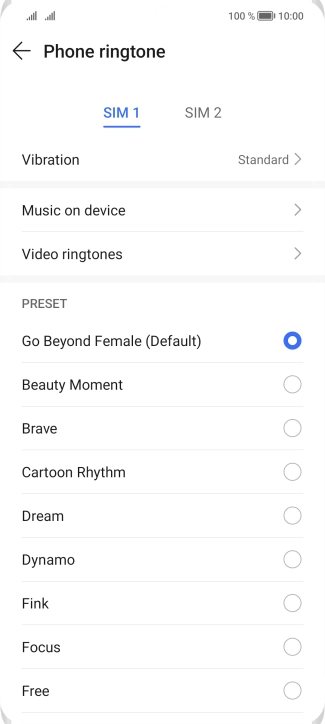 Press the required SIM.