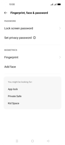 Press Lock screen password and key in the additional phone lock code you created earlier.