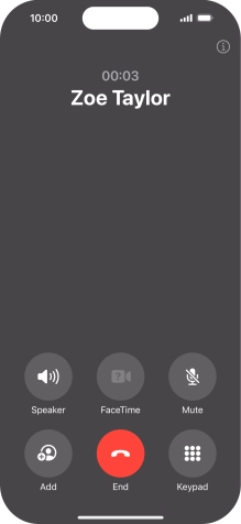 Press the end call icon to end the call and return to the home screen.