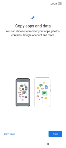 You can transfer the contents of another phone to your phone when it's activated for the first time and after a factory reset. When this screen is displayed, your phone is ready to transfer contents from another phone.