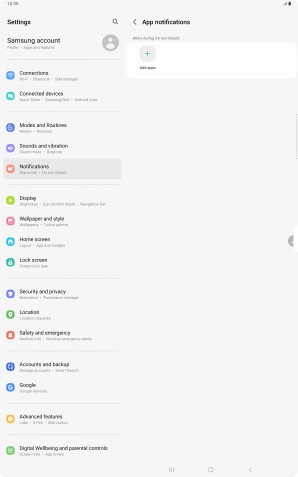Press Add apps and follow the instructions on the screen to select which apps you would like to receive notifications from when Do Not Disturb is turned on.