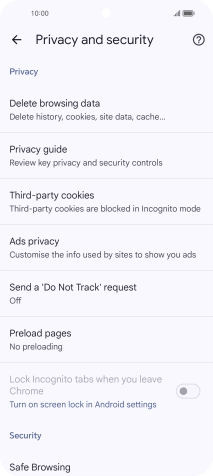 Press Delete browsing data.
