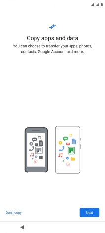 You can transfer the contents of another phone to your phone when it's activated for the first time and after a factory reset. When this screen is displayed, your phone is ready to transfer contents from another phone. You can transfer the contents of another phone to your phone when it's activated for the first time and after a factory reset. When this screen is displayed, your phone is ready to transfer contents from another phone.