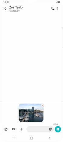Press the text input field and write the text for your picture message. Press the text input field and write the text for your picture message.