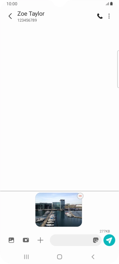 Press the text input field and write the text for your picture message. Press the text input field and write the text for your picture message.