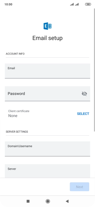 Press Password and key in the password for your email account.