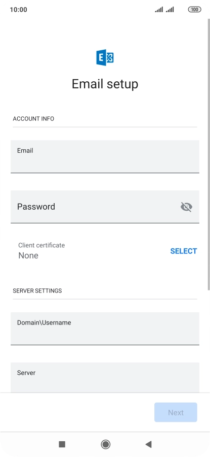 Press Password and key in the password for your email account.