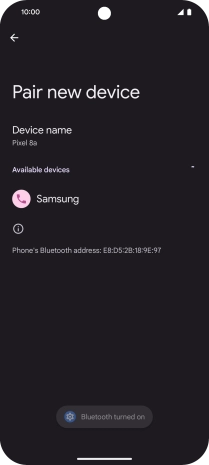 Press the required Bluetooth device and follow the instructions on the screen to pair the device with your phone.