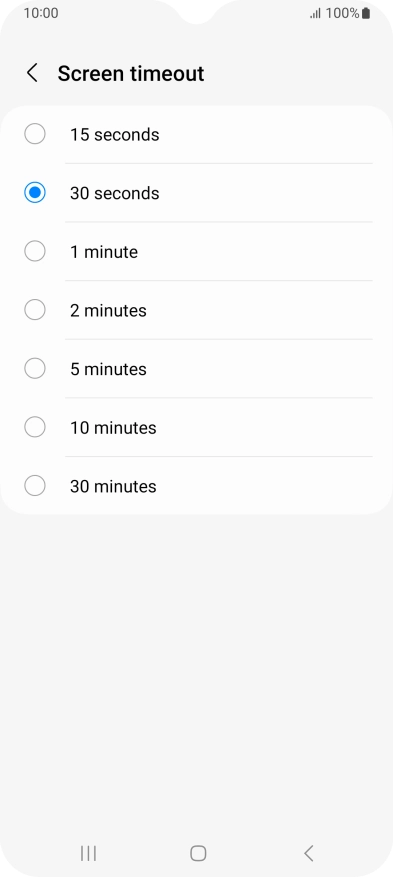 Press the required setting.