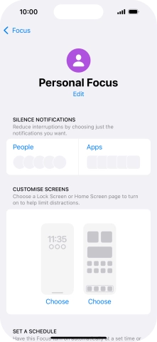 Press People and follow the instructions on the screen to select which contacts you would like to receive calls and notifications from when the selected focus mode is active.