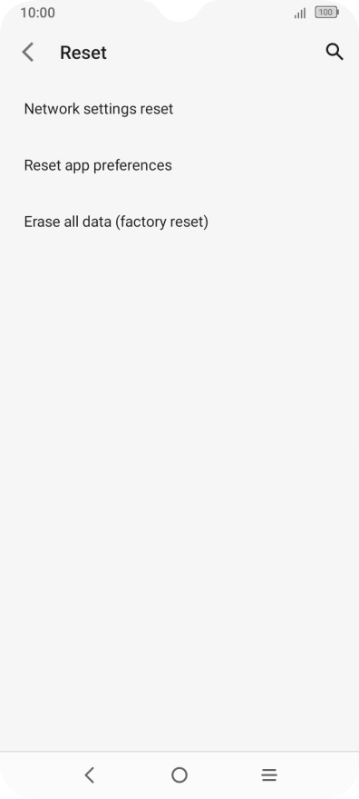 Press Network settings reset.