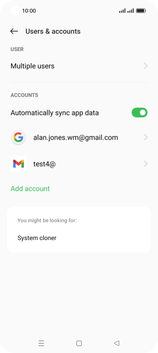 Press the required email account.