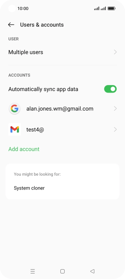 Press the required email account.