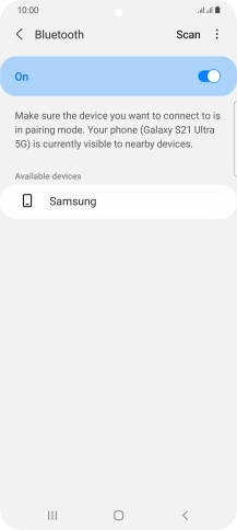 Press the required Bluetooth device and follow the instructions on the screen to pair the device with your phone.