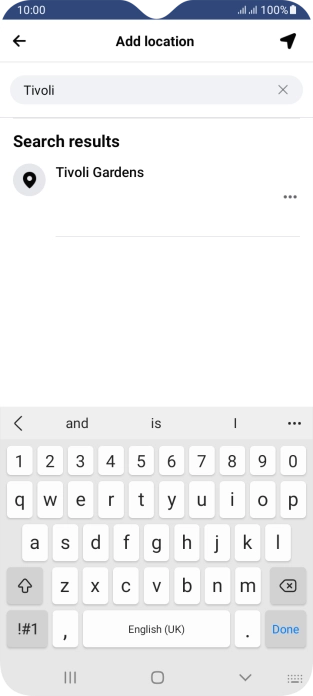 Press the required location.