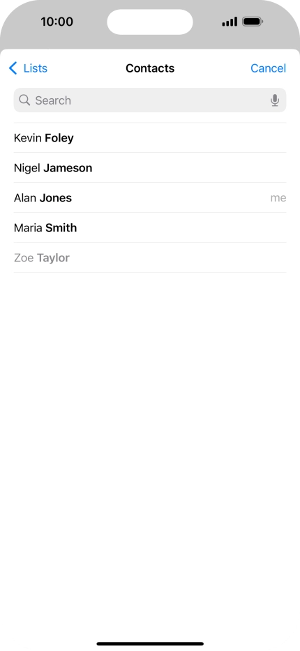 Press the required contact.