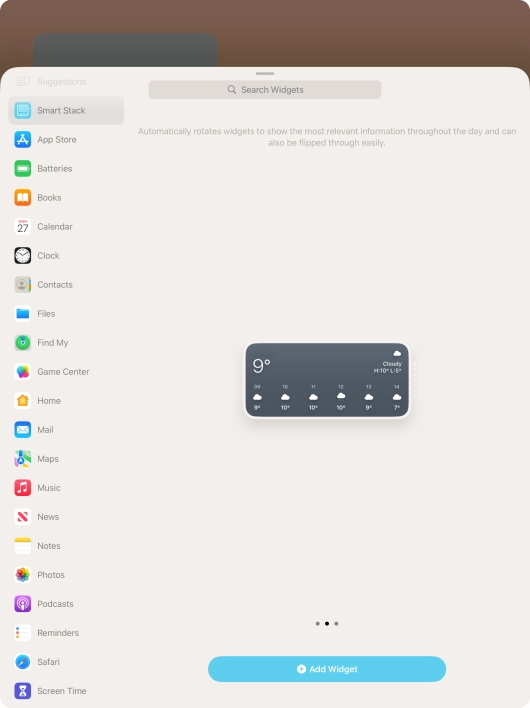 Slide your finger right or left on the screen to select the required widget size. Slide your finger right or left on the screen to select the required widget size.