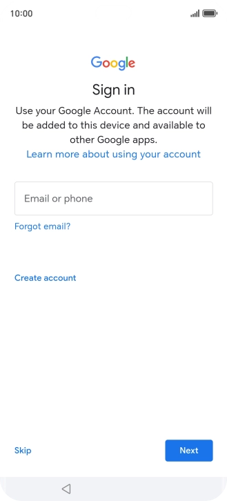 Press Email or phone and key in the username for your Google account.