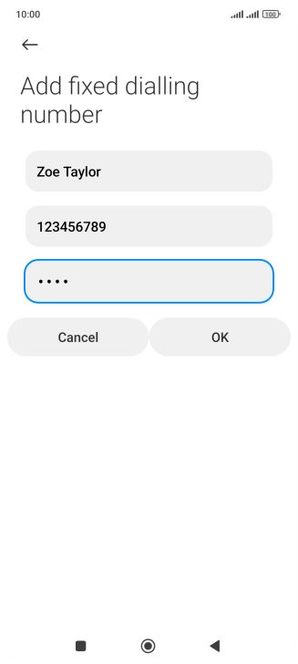 Key in your PIN2 and press OK. The default PIN2 is 1111.