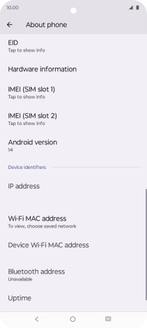 Your phone's software version is displayed below Android version.