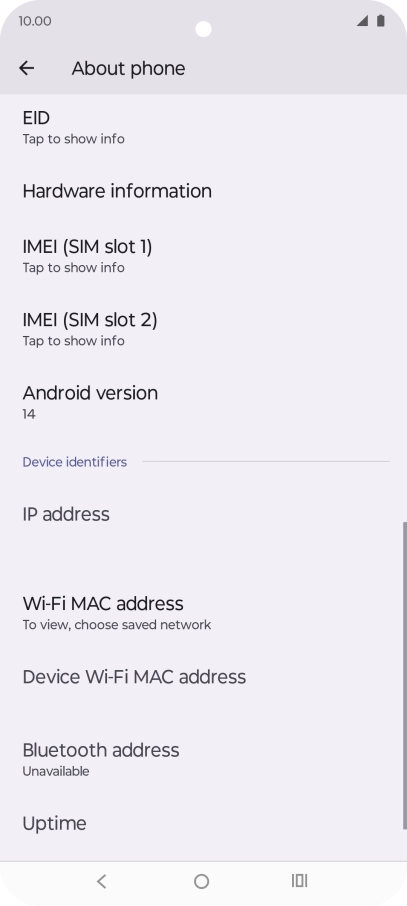 Your phone's software version is displayed below Android version.