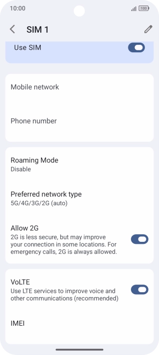 Press Preferred network type.