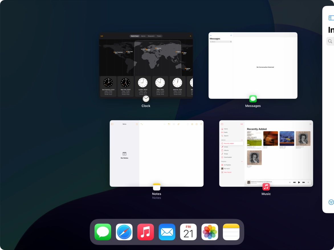 Press the required application.