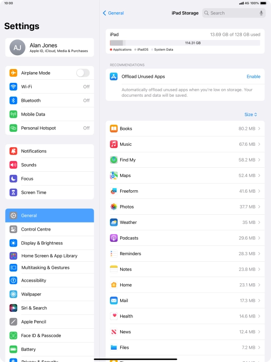 Press the required app.
