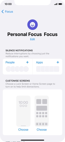 Press People and follow the instructions on the screen to select which contacts you would like to receive calls and notifications from when the selected focus mode is active.