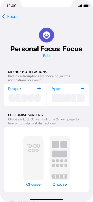 Press People and follow the instructions on the screen to select which contacts you would like to receive calls and notifications from when the selected focus mode is active.