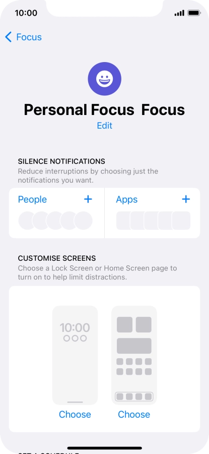 Press People and follow the instructions on the screen to select which contacts you would like to receive calls and notifications from when the selected focus mode is active.