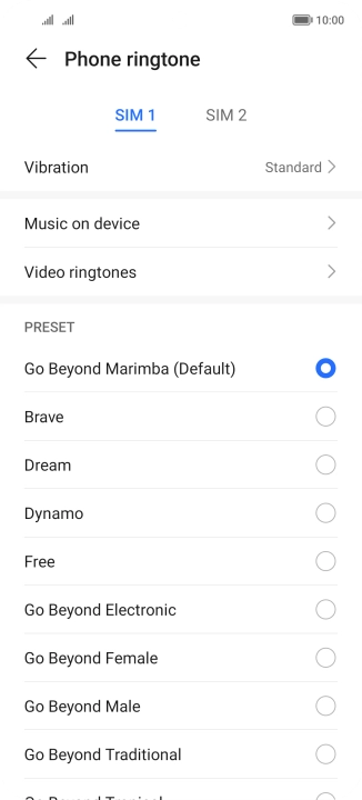 Press the required SIM.