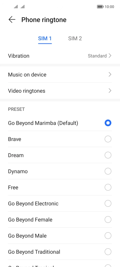 Press the required SIM.