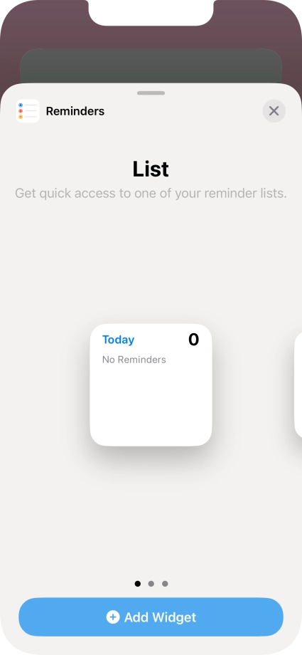Slide your finger right or left on the screen to select the required widget size. Slide your finger right or left on the screen to select the required widget size.