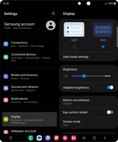 Press Dark mode settings.