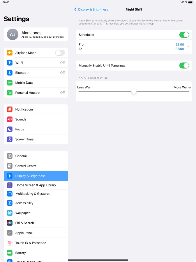 Press and drag the indicator below 