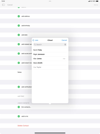 Press the required contact.
