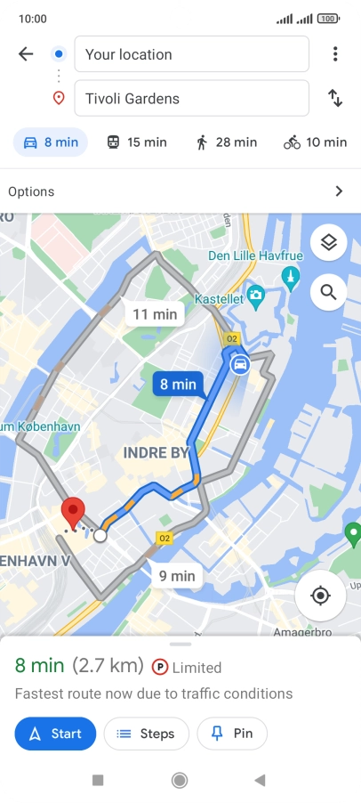 Press the required mode of transportation.