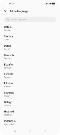 Press the required language to add it to the list of phone languages.