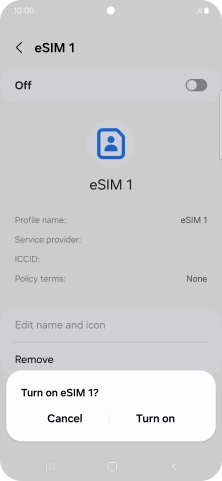 If you turn on use of the price plan, press Turn on.