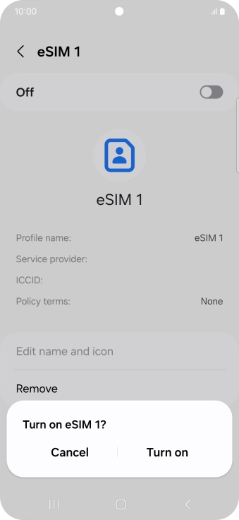 If you turn on use of the price plan, press Turn on.