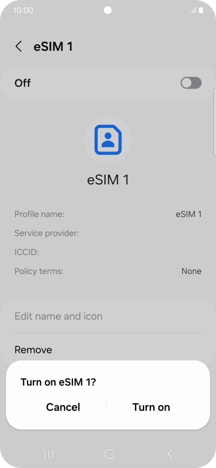 If you turn on use of the price plan, press Turn on.