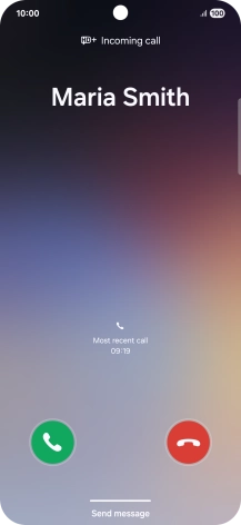 Press and drag the accept call icon right. Press and drag the accept call icon right.