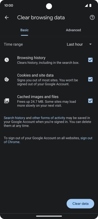 Press the fields next to the required data types.